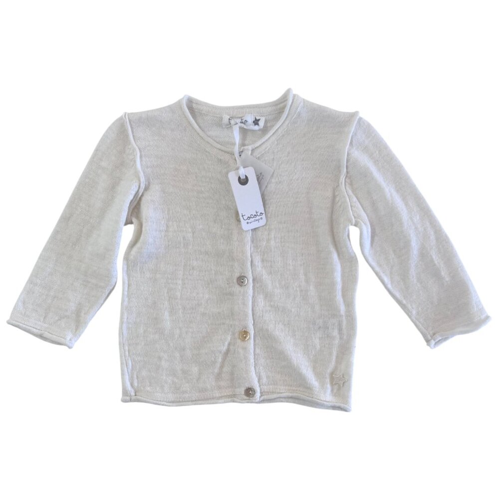 TOCOTO VINTAGE - KNIT CARDIGAN - IVORY - 70% COTTON/ 30% LINEN - 18M - NWT